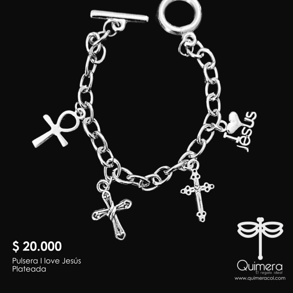 Pulsera I love Jesús plateada - Imagen 2