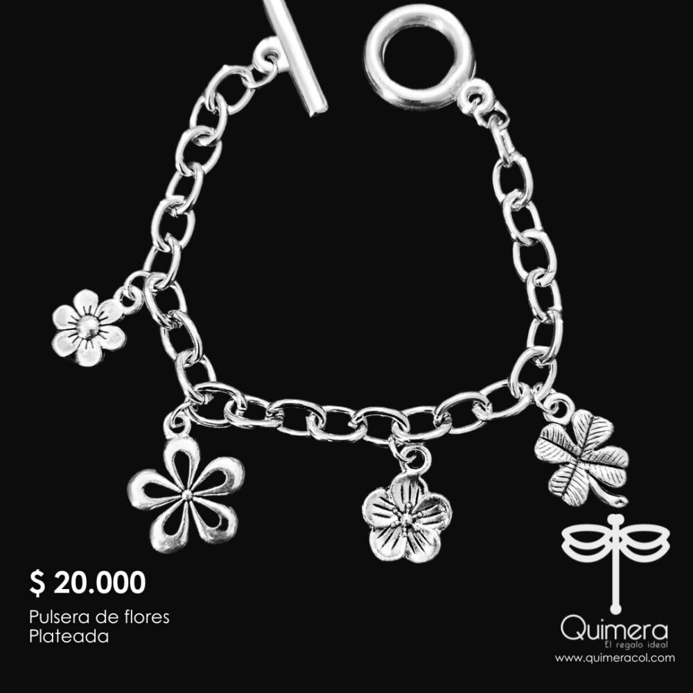 Pulsera de Flores Plateada - Imagen 2