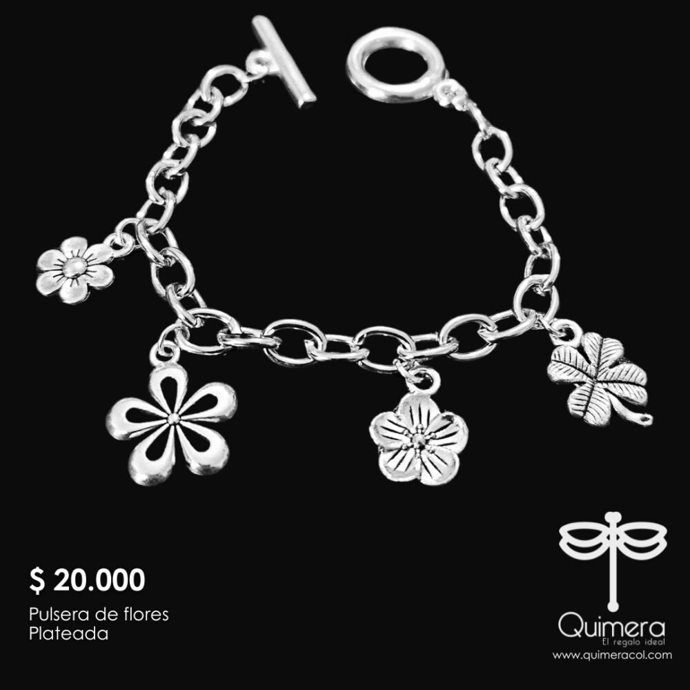 Pulsera de Flores Plateada