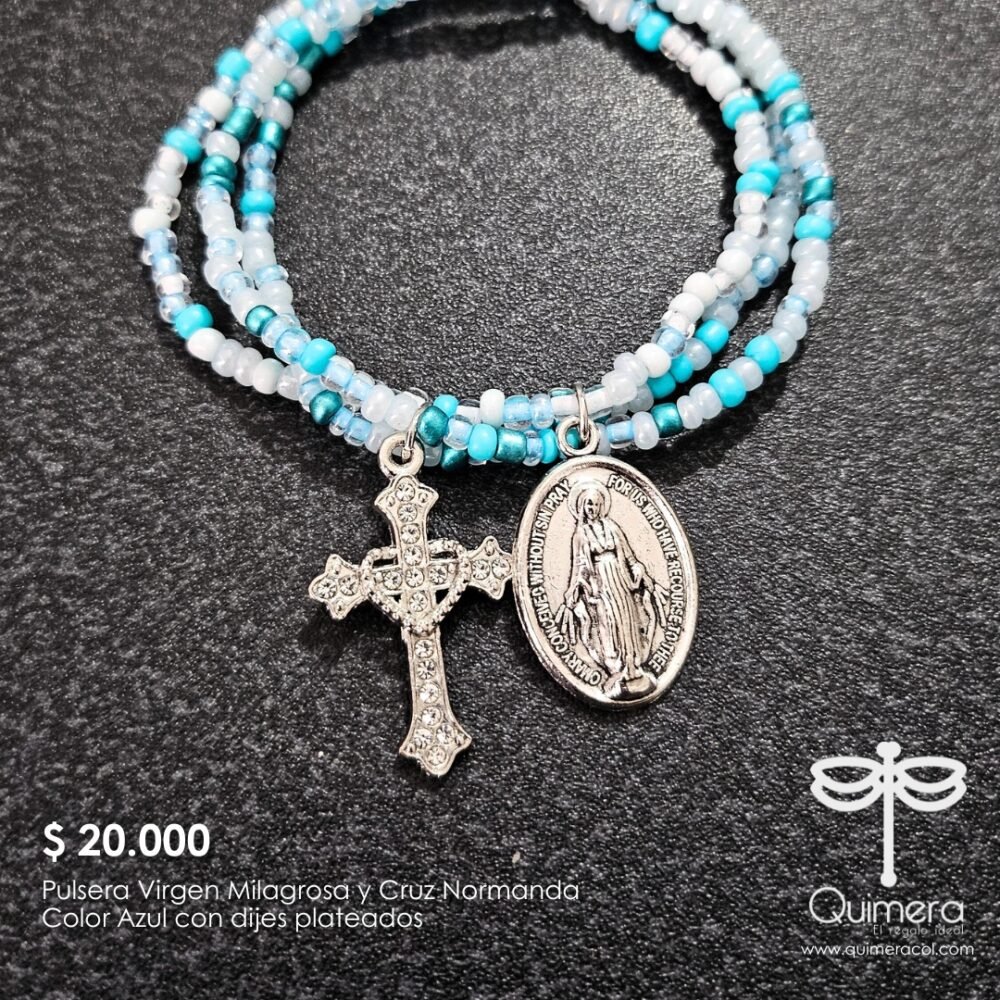 Pulsera elástica medalla Virgen Milagrosa y Cruz Normanda - Imagen 6