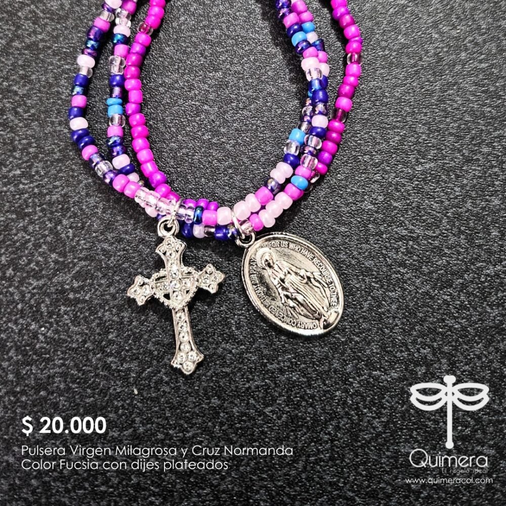 Pulsera elástica medalla Virgen Milagrosa y Cruz Normanda - Imagen 5