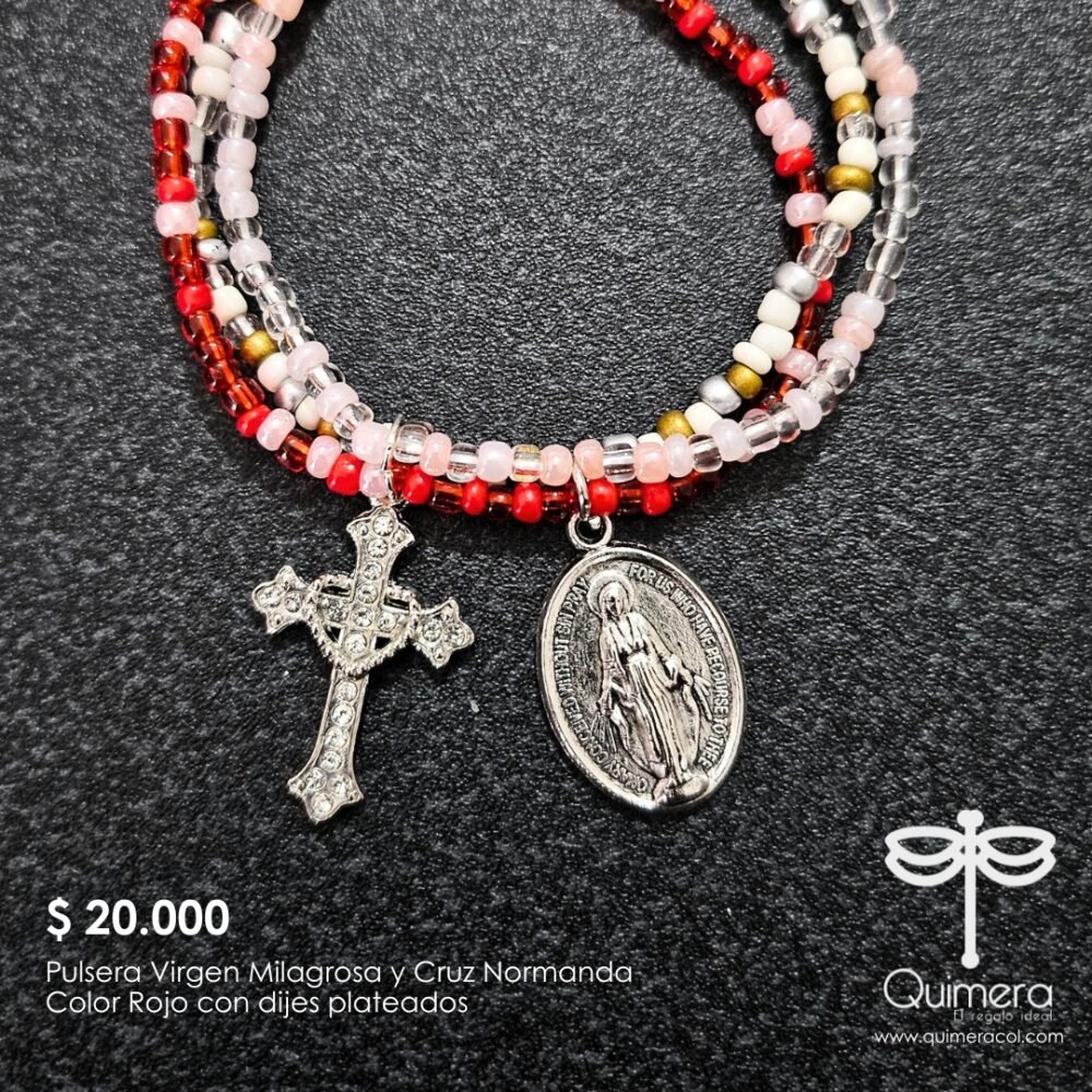 Pulsera elástica medalla Virgen Milagrosa y Cruz Normanda - Imagen 3